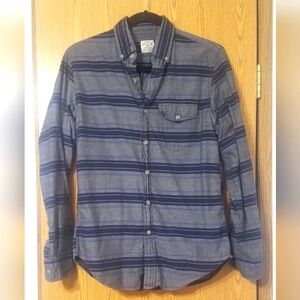 J. Crew Navy and Gray Striped Workshirt XS